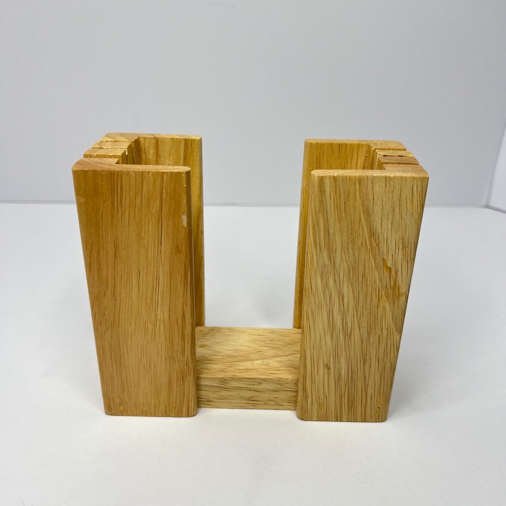 Wood Bagel Slicer Holder Stand Kitchen Tool Natural 3 Knife Slots - Picture 3 of 6